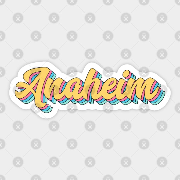 Anaheim California Retro Yellow Script Sticker by modeoftravel